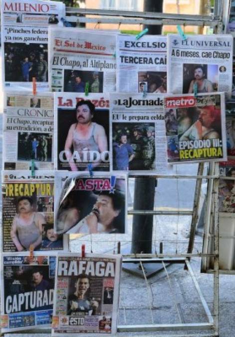 Impactantes portadas edición 09 de enero de 2016, un día después de que fue recapturado durante una operación militar en Los Mochis , Sinaloa .