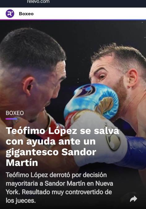 “Teófimo López se salva con ayuda ante un gigantesco Sandor Martín”, titularon medios internacionales.