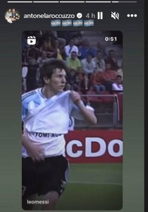 Una vez instalada en Qatar, Roccuzzo subió un video de Messi anotando goles con la Albiceleste.