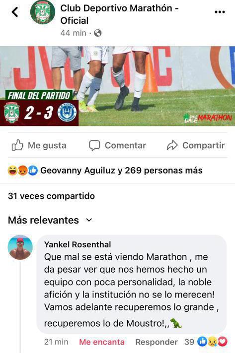 Yankel Rosenthal reacciona con palabras contundentes tras otra derrota del Marathón