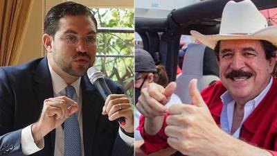 Jorge Cálix, presidente del Congreso Nacional, y Manuel Zelaya, coordinador del Partido Libertad y Refundación (Libre).