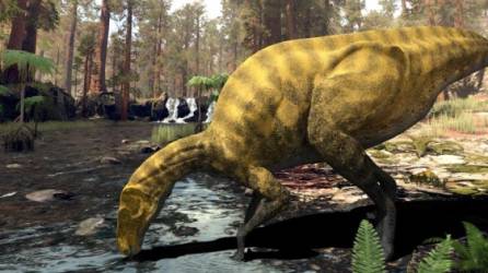 Recreación del nuevo dinosaurio, parecido a un 'iguanodon' (iguana gigante).