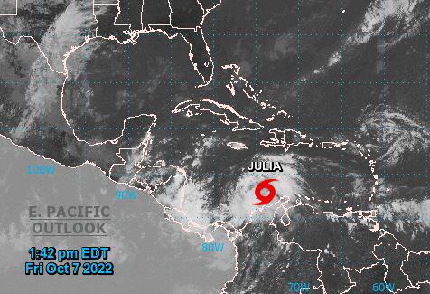 Predicción: tormenta tropical Julia podría convertirse este domingo en huracán categoría 1