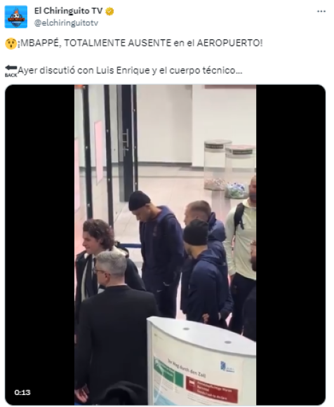 Así captaron medios españoles a Mbappé en el aeropuerto previo a su regreso a Francia. 