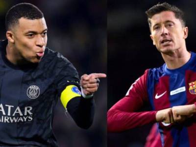 Mbappé y Lewandowski, goleadores del PSG y FC Barcelona respectivamente.