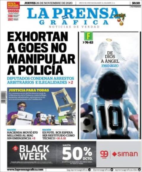 La Prensa Gráfica de El Salvador - 'De Dios a ángel'.