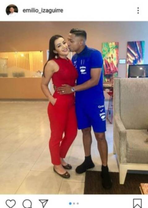 Virginia Varela, esposa de Emilio Izaguirre, siempre está atenta al futbolista hondureño y ambos reflejan su amor.