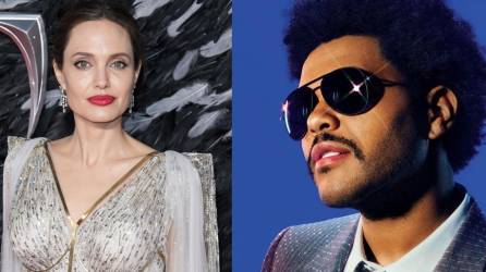 La actriz Angelina Jolie y el cantante The Weeknd.