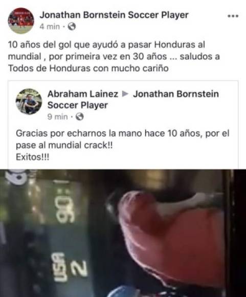 “10 años del gol que ayudó a pasar a Honduras al mundial por primera vez en 30 años… saludos a todos en Honduras con mucho cariño”, expresó el defensor estadounidense luego de recibir varios mensajes de la afición catracha.