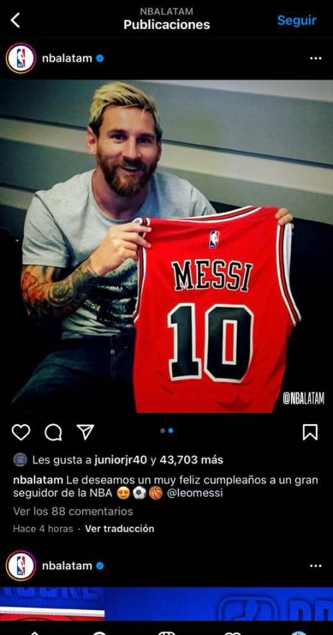 “Le deseamos un muy feliz cumpleaños a un gran seguidor de la NBA”, posteó en sus cuentas la NBA Latim.