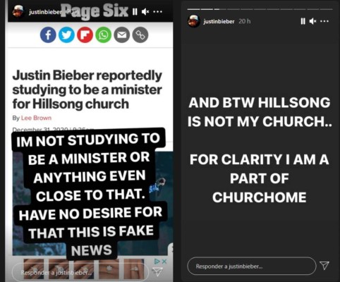 Justin Bieber cambia de iglesia y niega que se esté preparando para ser pastor
