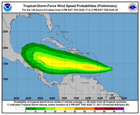 En vivo: Se forma tormenta tropical Harvey y se dirige a Honduras