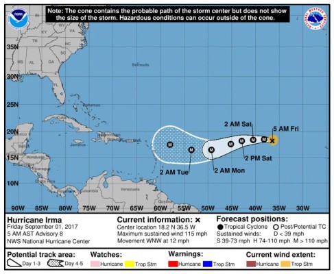 Huracán Irma se fortalece y vuelve a categoría 3
