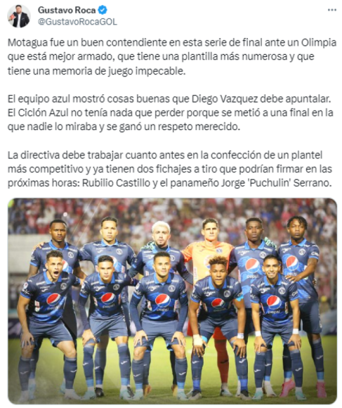 Asimismo, analizó la participación de Motagua: “El equipo mostró cosas buenas que Diego Vázquez debe apuntar. No tenían nada que perder porque se metió a una final en la que nadie lo miraba y se ganó un respeto merecido”.