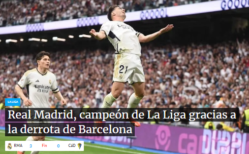 TYC Sports de Argentina tras la derrota del Barcelona. 