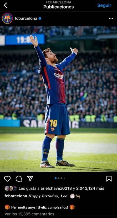El Barcelona no olvida a si ídolo. “Happy Birthday, Leo”, postearon los Azulgranas.
