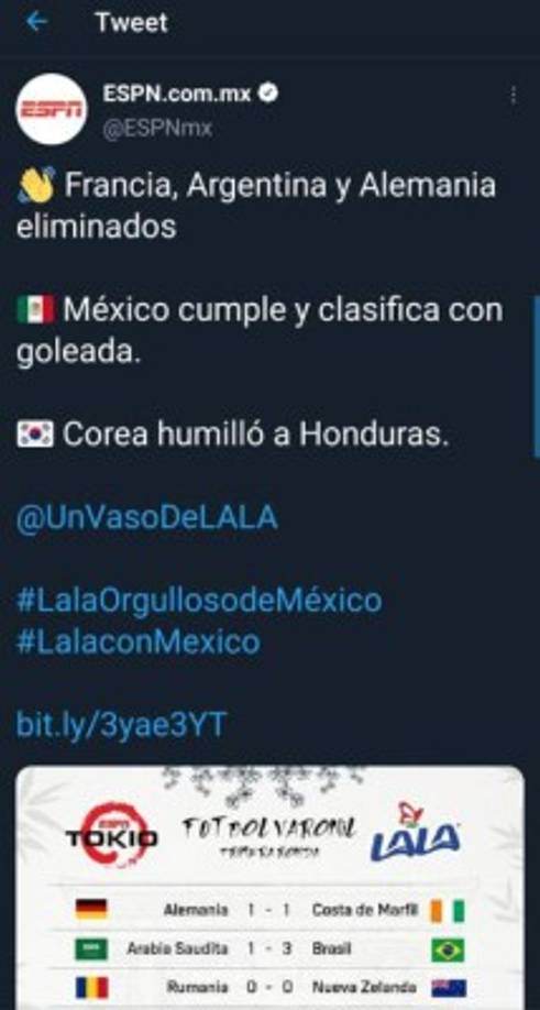 'Corea humilló a Honduras', escribió en sus redes sociales el portal ESPN.