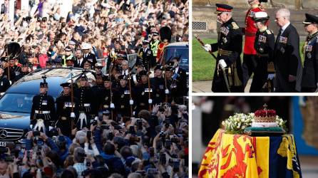 El rey Carlos III, acompañado por sus tres hermanos, encabezó el lunes la procesión que llevó el féretro de Isabel II hasta la catedral de Saint Giles en Edimburgo, capital de Escocia, donde los británicos comenzarán a despedirse de su reina.