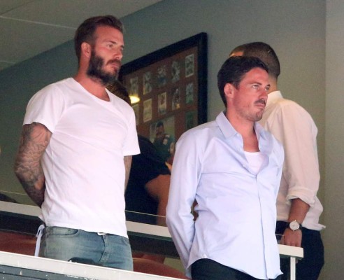 David Beckham está en el Sun Life disfrutando del partido Honduras-Inglaterra