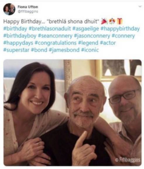Una de sus últimas apariciones fue en una fotografía que su nuera, la cantante irlandesa Fiona Ufton, pareja actual de Jason Connery, publicó hace un año en Instagram para felicitarle por su 89 cumpleaños.
