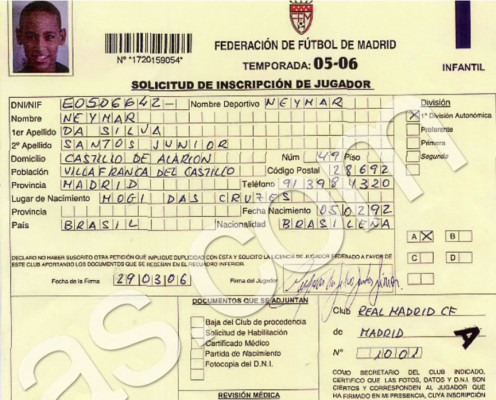 Neymar estuvo cerca de ser jugador del Real Madrid a los 14 años