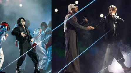 Jung Kook, de BTS, y el artista catarí Fahad Al-Kubaisi, las estrellas de la ceremonia de inauguración del Mundial de Qatar 2022.