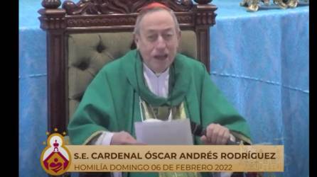 El Cardenal Óscar Andrés Rodríguez en la homilía dominical.