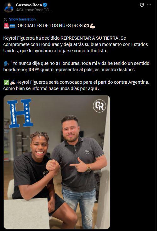 Revuelo por Keyrol Figueroa a Honduras: esto dicen tras anunciar su decisión