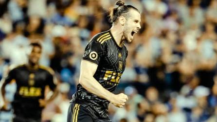 Gareth Bale celebrando su primer gol en la MLS con Los Angeles FC.