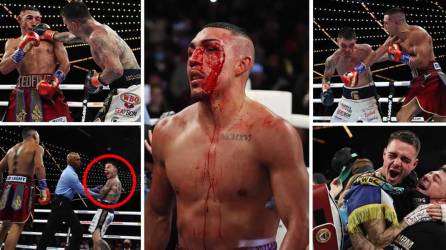 Las imágenes que dejó la emocionante pelea entre Teófimo López y George Kambosos, quien le terminó ganando por decisión dividida en el Madison Square Garden de Nueva York al hondureño.