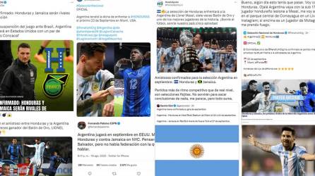 Se confirmó el amistoso Argentina-Honduras para la fecha FIFA de septiembre y así reaccionaron los medios tanto hondureños como argentinos. En las redes sociales también hablaron del partido que se jugará en Miami, Estados Unidos.