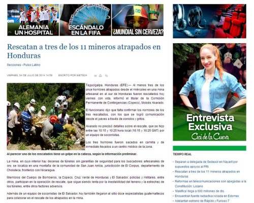Así informaron en el mundo sobre los mineros de Honduras