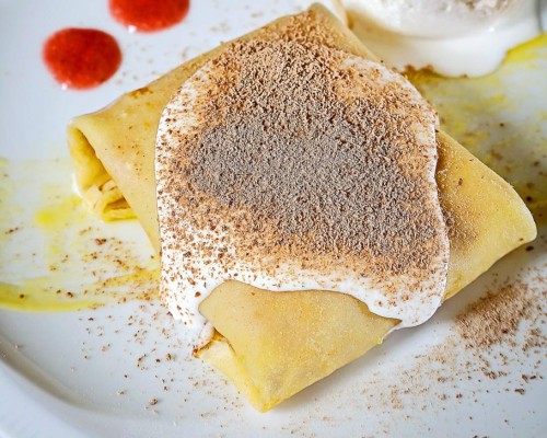 Crepas de piña colada con fresa