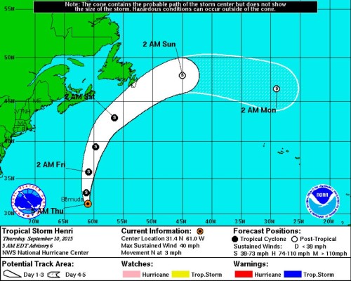 Tormenta tropical Henri se forma en el Atlántico