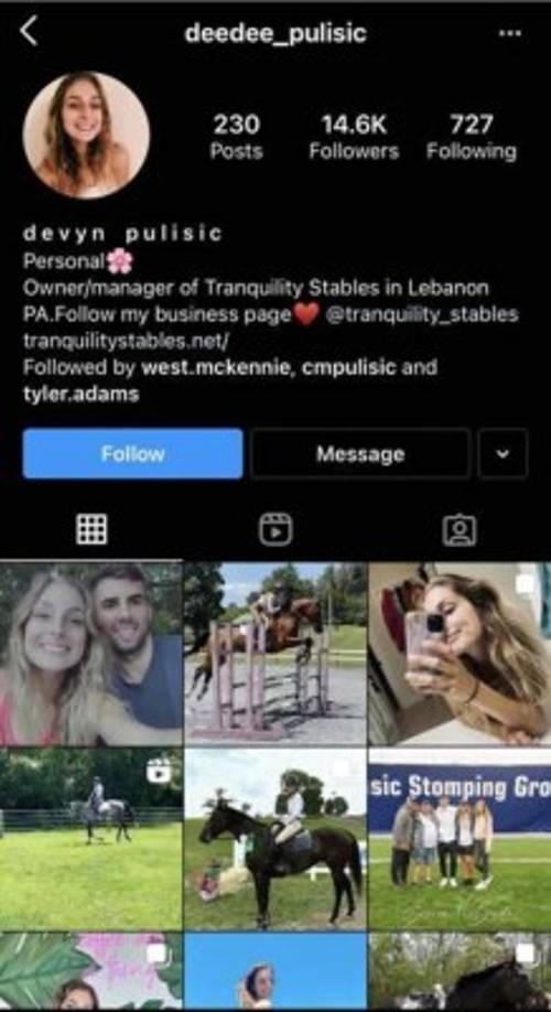 Devyn Pulisic cuenta con más de 14 mil seguidores en su cuenta de Instagram.