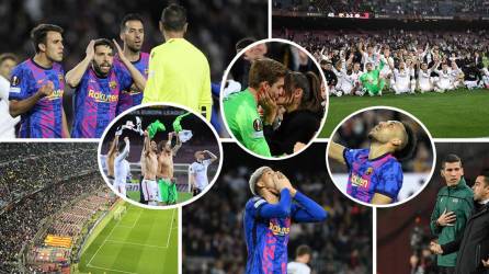 Las imágenes de la dolorosa eliminación del FC Barcelona en los cuartos de final de la Europa League tras perder (2-3) contra el Eintracht Frankfurt en un Camp Nou que se pintó de blanco con los aficionados alemanes.