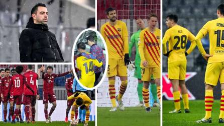 Las imágenes de la eliminación del FC Barcelona en la Champions League tras caer goleado y humillado por el Bayern Múnich en la última jornada de la fase de grupos. El equipo de Xavi Hernández, condenado a jugar la Europa League.