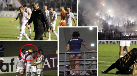 Las imágenes que dejó el partido de ida de la final de la Liga Concacaf que perdió el Motagua (1-2) contra el Comunicaciones de Guatemala en el estadio Nacional de Tegucigalpa.