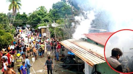 Vecinos y bomberos se unieron para controlar el incendio.