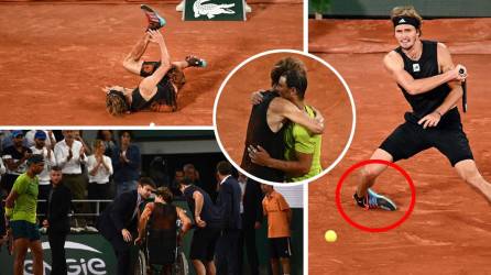 El tenista alemán Alexander Zverev no pudo seguir jugando la semifinal del Roland Garros tras sufrir una terrible lesión en el tobillo derecho. Rafael Nadal avanzó a la final y tuvo un lindo gesto con su riva.
