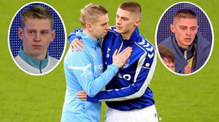 Los ucranianos Oleksandr Zinchenko y Vitaly Mykolenko protagonizaron un emotivo momento en el Everton-Manchester City.
