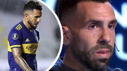 Carlos Tévez no pudo contener el llanto al confirmar que su retiro se debió a la muerte de su padre.