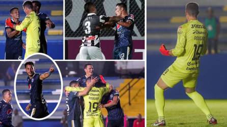 En imágenes la celebración del Motagua por clasificar a las semifinales de la Liga Concacaf 2022 tras ganar al Tauro FC en la tanda de penales con Jonathan Rougier como héroe.