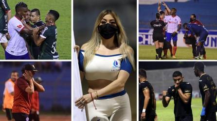 Las imágenes que dejaron los partidos Marathón-Olimpia y UPN-Motagua correspondiente a la ida del repechaje del Torneo Apertura 2021.