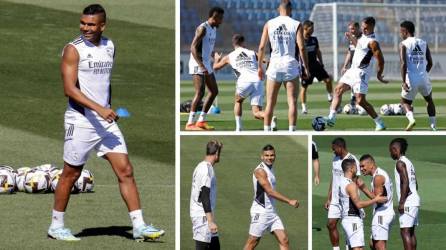 Carlos Henrique Casemiro no completó todo el entrenamiento en la Ciudad Deportiva de Valdebebas, que inició sonriente, mostrando su felicidad, pero se retiró al acabar la parte de calentamiento ya sin la presencia de los medios de comunicación, en el que fue su último día en el Real Madrid por su despedida en el vestuario.