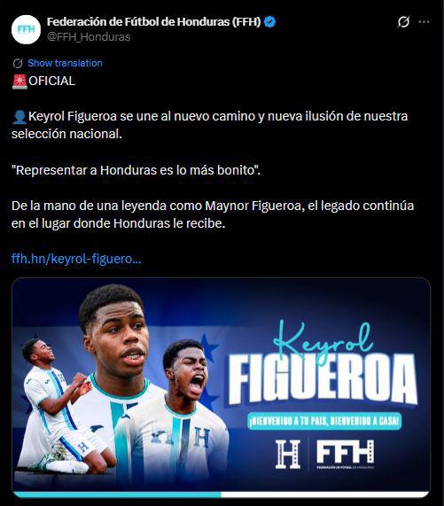 Revuelo por Keyrol Figueroa a Honduras: esto dicen tras anunciar su decisión
