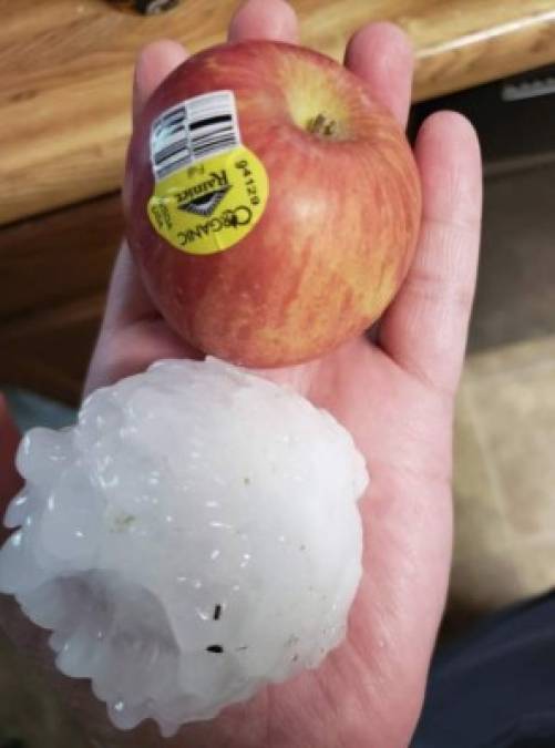 Usuarios en redes sociales compartieron imágenes de las enormes bolas de granizo que sorprendieron ayer a los habitantes del norte de Colorado.