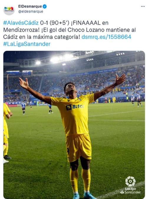 El Desmarque - “¡El gol del Choco Lozano mantiene al Cádiz en la máxima categoría!”.