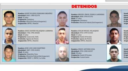 Los policías vinculados en el caso de drogas fueron detenidos el pasado viernes en Olancho.