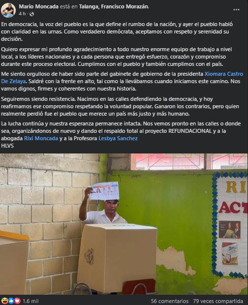 Mario Moncada sorprende y deja mensaje tras perder en Elecciones 2025